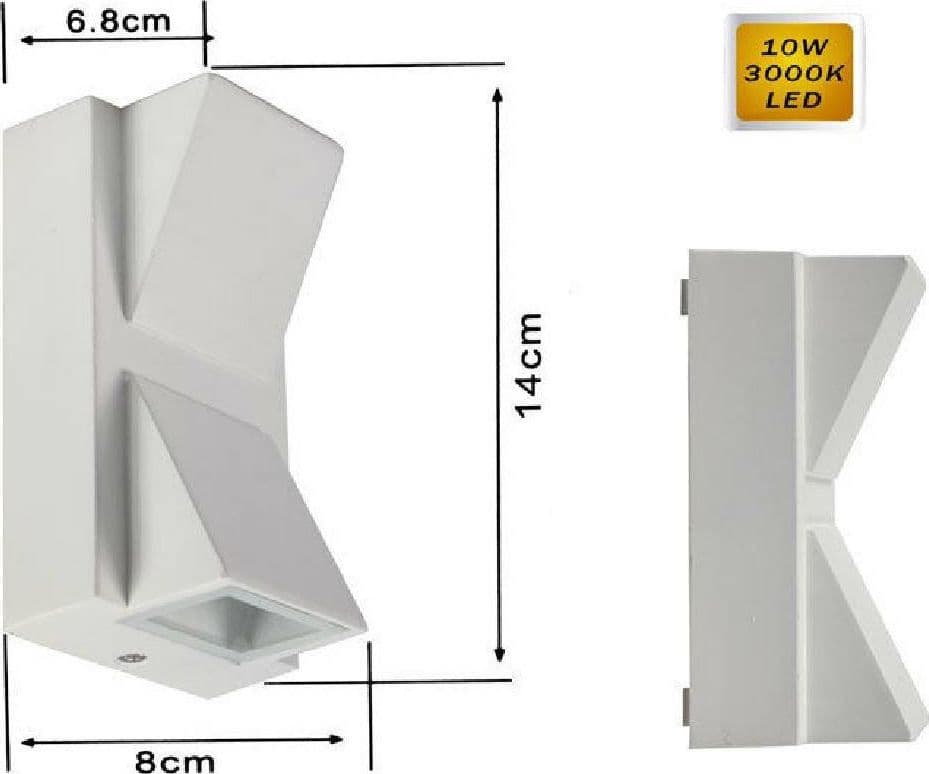 APPLIQUE DOPPIA EMISSIONE 10 W PER ESTERNO LUCE FREDDA CALDA IP65 ES04 BIANCA - 3