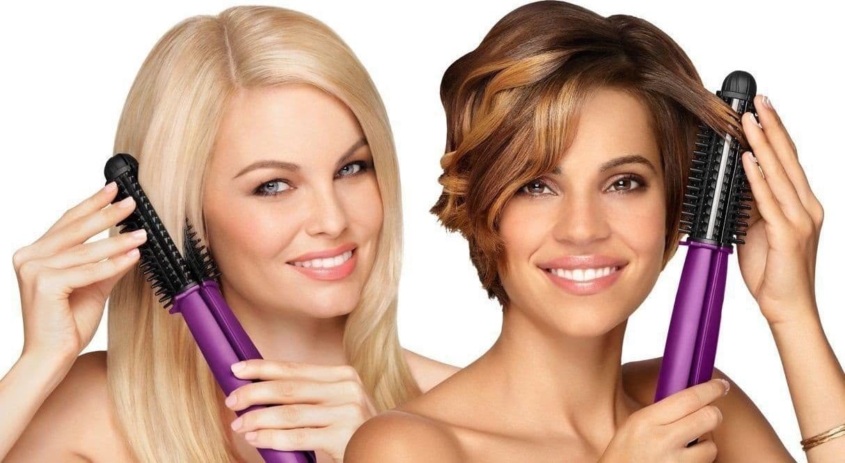 SPAZZOLA ARRICCIACAPELLI PIASTRA ELETTRICA CERAMICA LISCIA CAPELLI LISCI O RICCI - 2