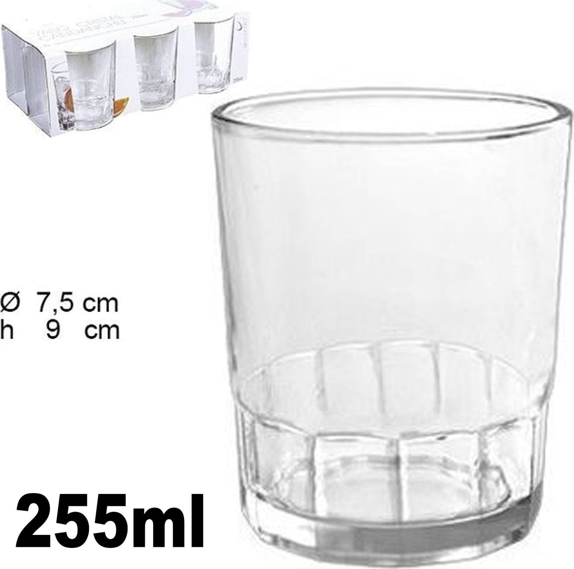 SET 6 BICCHIERI TRASPARENTI 255ML IN VETRO DA TAVOLA ACQUA BEVANDA CALDA THE - 2