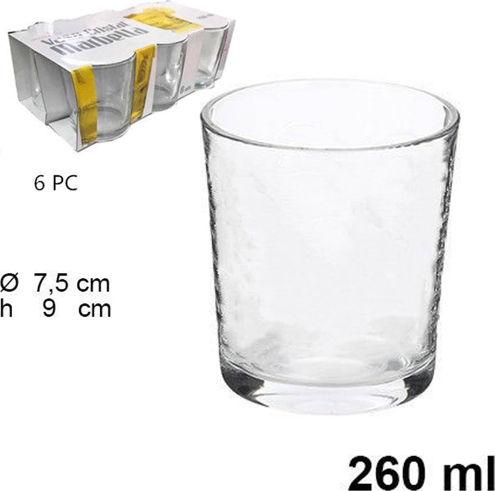 SET 6 BICCHIERI TRASPARENTI 260ML IN VETRO DA TAVOLA ACQUA BEVANDA CALDA THE - 2