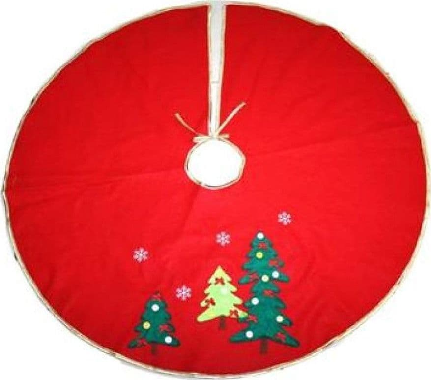 TAPPETO GONNA COPERTURA BASE ALBERO DI NATALE 100CM ROSSO DECORAZIONI NATALIZIE - 2