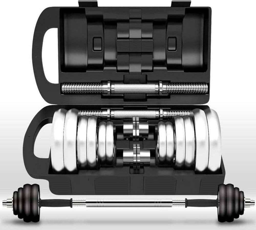 SET MANUBRI REGOLABILI DUMBBELL 30KG MANUBRIO ELETTROLITICO BILANCIERE PALESTRA - 4