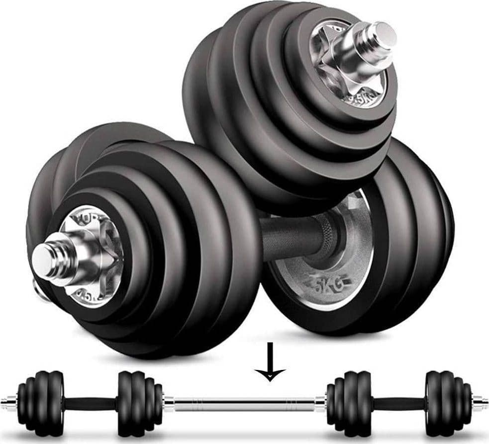 SET MANUBRI REGOLABILI DUMBBELL 30KG MANUBRIO ELETTROLITICO BILANCIERE PALESTRA - 6