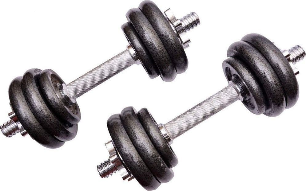 SET MANUBRI REGOLABILI GHISA DA 20 KG PER BODYBUILDING FITNESS SOLLEVAMENTO PESI - 2
