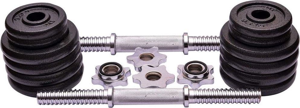 SET MANUBRI REGOLABILI GHISA DA 20 KG PER BODYBUILDING FITNESS SOLLEVAMENTO PESI - 4