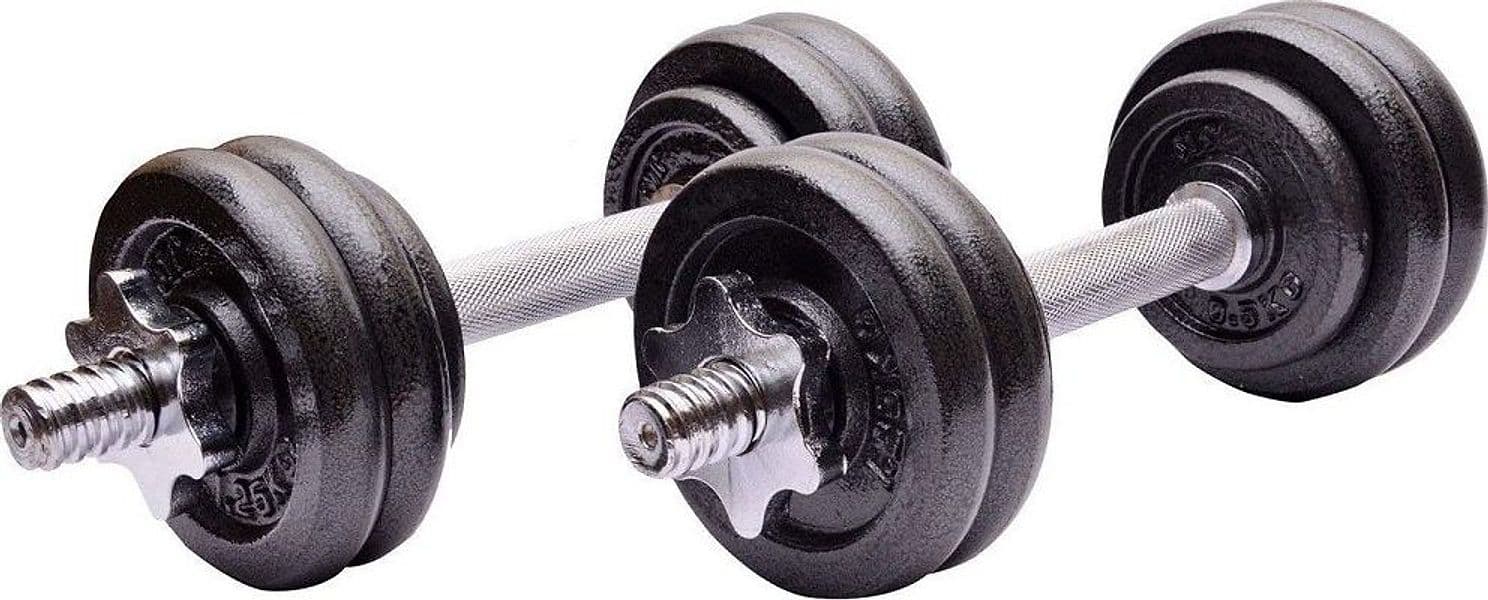 SET MANUBRI REGOLABILI GHISA DA 20 KG PER BODYBUILDING FITNESS SOLLEVAMENTO PESI - 6