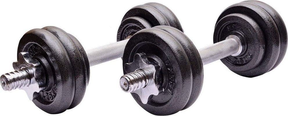 SET MANUBRI REGOLABILI GHISA DA 20 KG PER BODYBUILDING FITNESS SOLLEVAMENTO PESI - 6