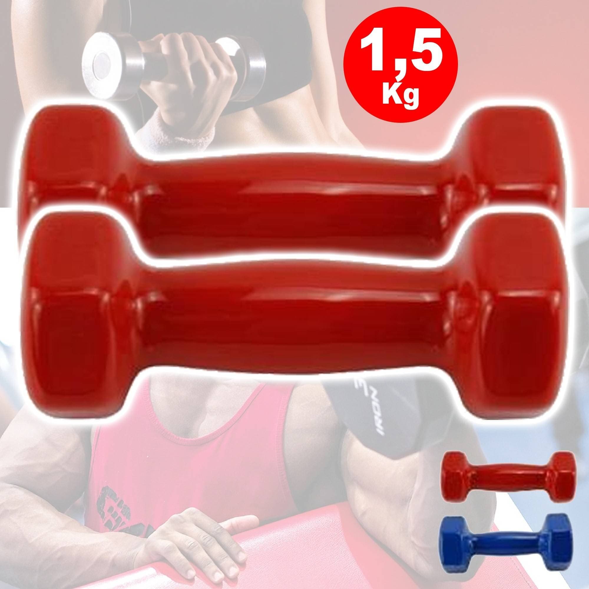 COPPIA DI MANUBRI IN VINILE DA 1,5KG OGNUNO MANUBRI PESI PALESTRA FITNESS SPORT