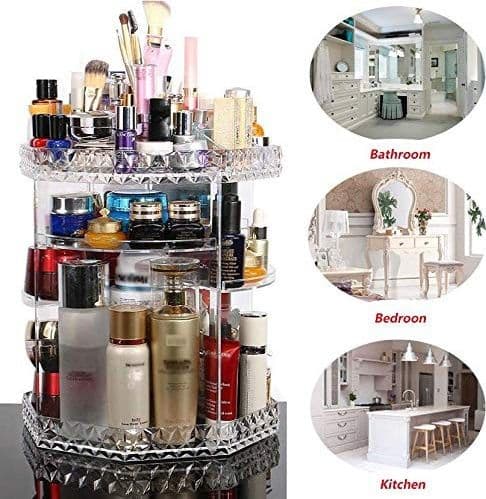 ORGANIZER ESPOSITORE PER TRUCCO GIREVOLE 360° ROTANTE COSMETICI PROFUMI MAKEUP - 3
