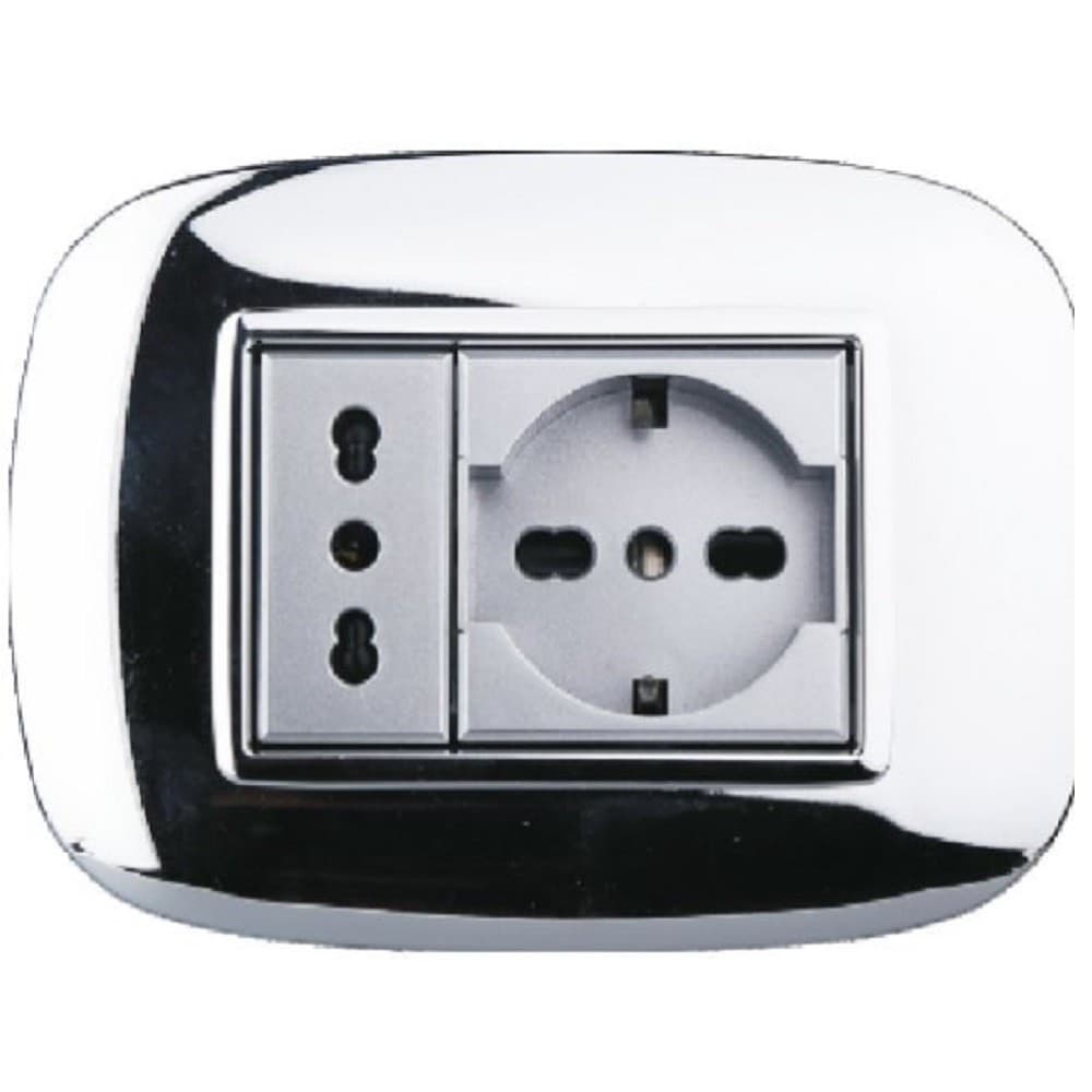 PLACCA OVAL 3 4 6 MODULI COLORE CROMO LUCIDO COMPATIBILE BTICINO AXOLUTE - 6