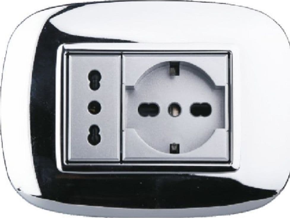 PLACCA OVAL 3 4 6 MODULI COLORE CROMO LUCIDO COMPATIBILE BTICINO AXOLUTE - 3