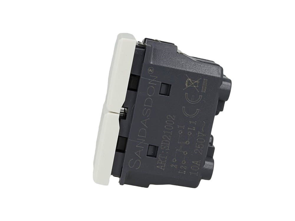 PULSANTE DOPPIO SALISCENDI 1P+1P BIANCO COMPATIBILE CON BTICINO AXOLUTE - 2