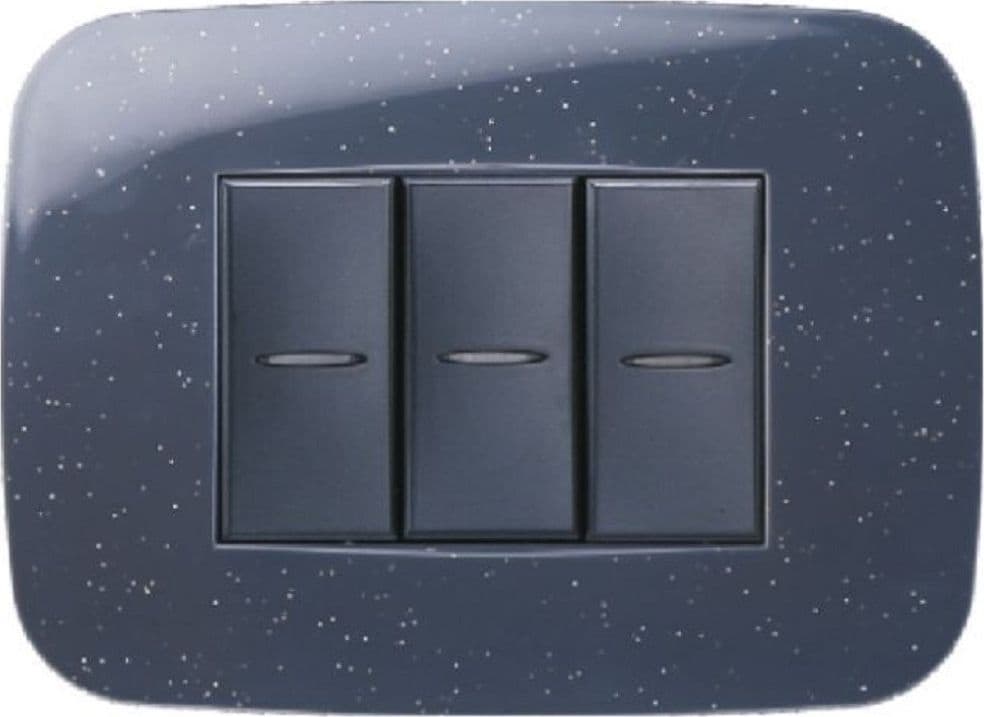 PLACCA FUTURA 3 4 6 MODULI NERO FLASH COMPATIBILE CON BTICINO AXOLUTE – 3 fori – armadio