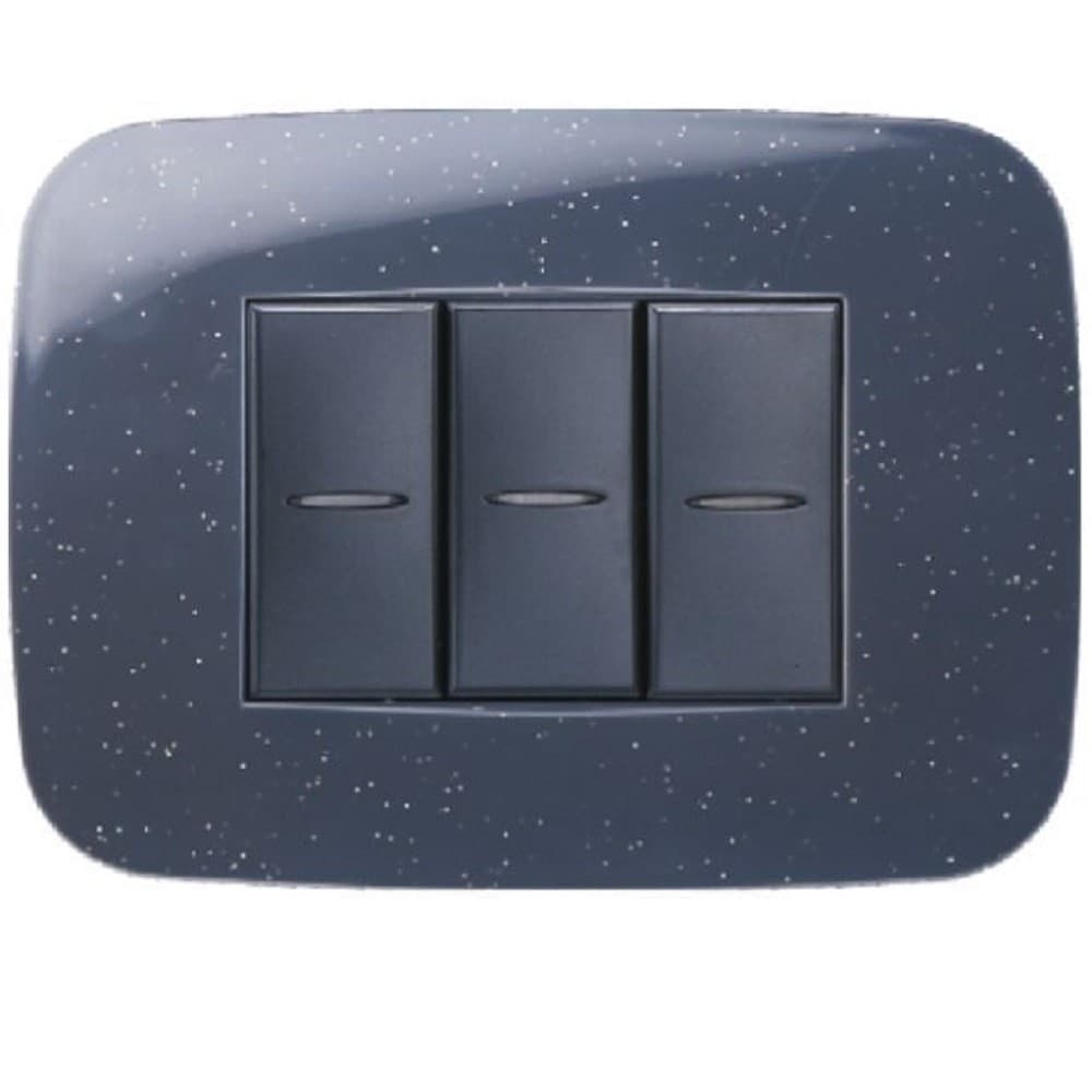 PLACCA FUTURA 3 4 6 MODULI NERO FLASH COMPATIBILE CON BTICINO AXOLUTE - 4