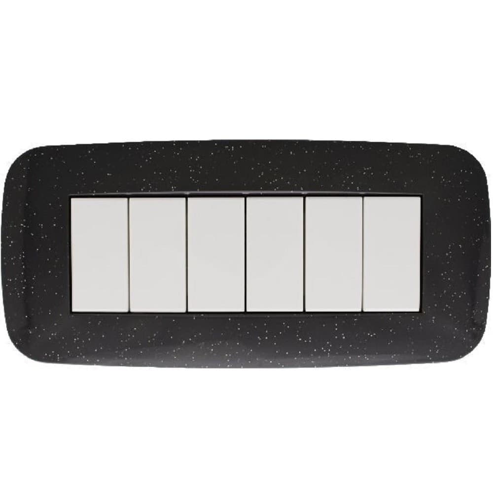 PLACCA FUTURA 3 4 6 MODULI NERO FLASH COMPATIBILE CON BTICINO AXOLUTE - 2