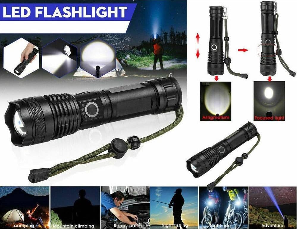 TORCIA TATTICA/MILITARE LED CREE T6 RICARICABILE ZOOM DOPPIA BATTERIA A90-P50 - 2
