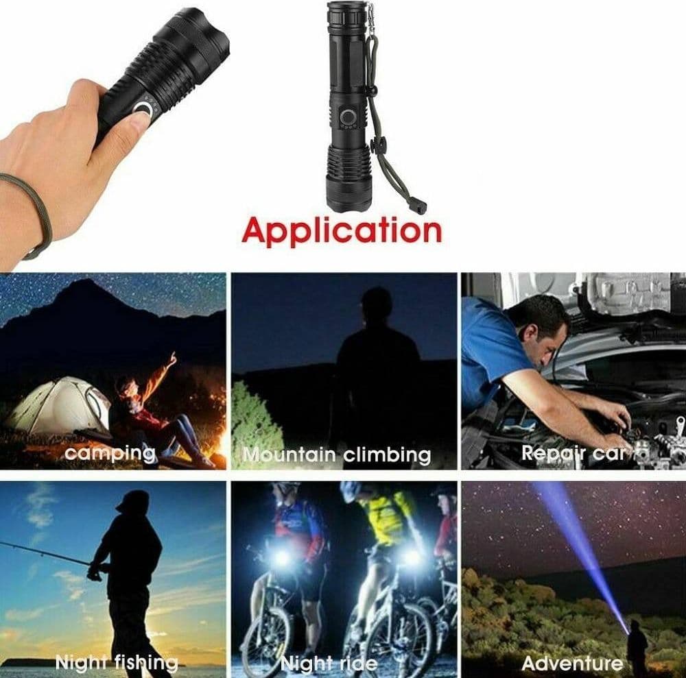 TORCIA TATTICA/MILITARE LED CREE T6 RICARICABILE ZOOM DOPPIA BATTERIA A90-P50 - 7