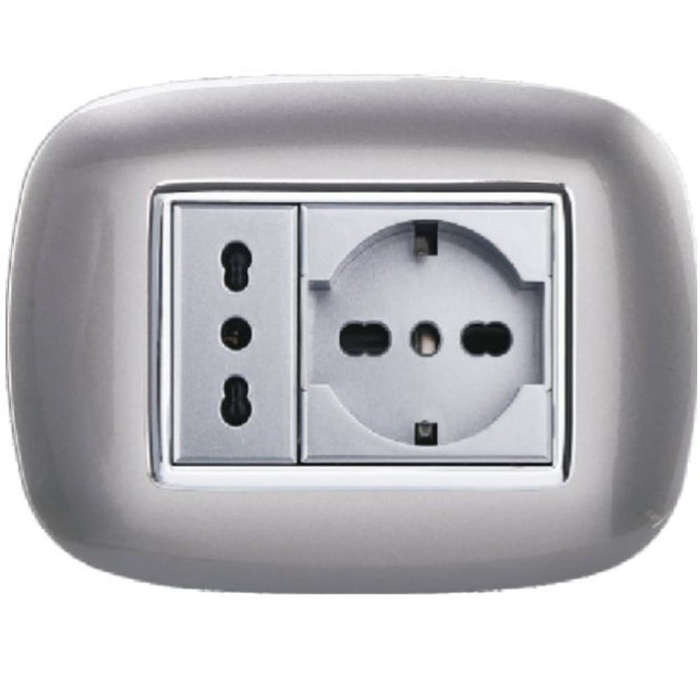 PLACCA OVAL 3 4 6 MODULI COLORE SILVER COMPATIBILE CON BTICINO AXOLUTE - 5