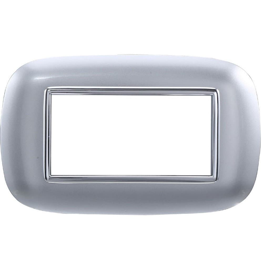 PLACCA OVAL 3 4 6 MODULI COLORE SILVER COMPATIBILE CON BTICINO AXOLUTE - 4