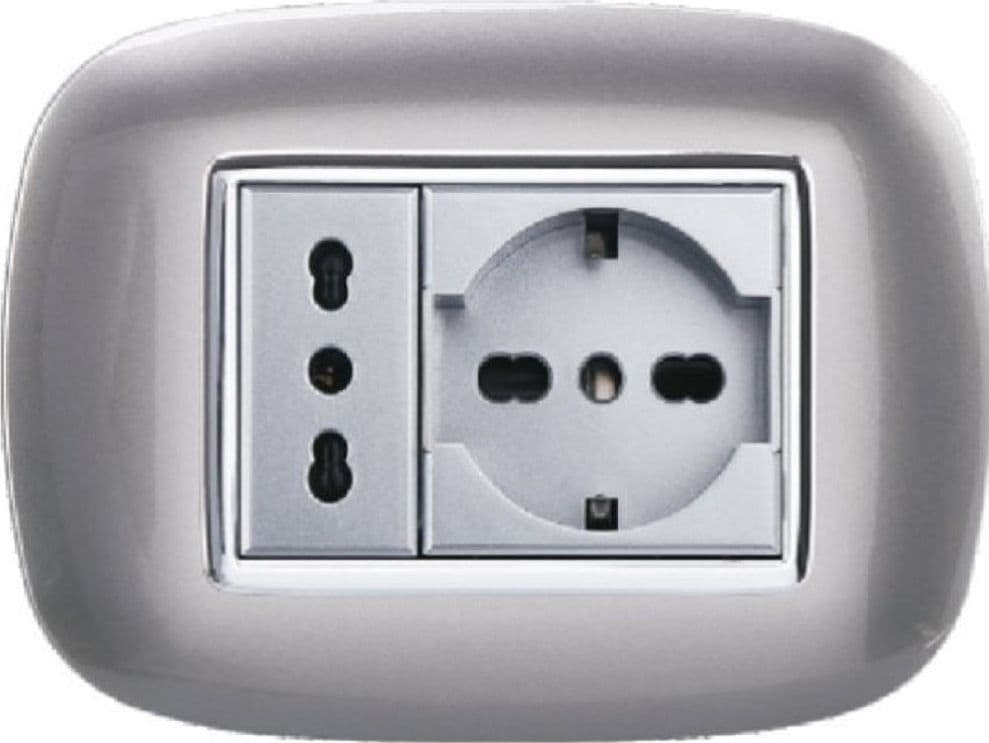 PLACCA OVAL 3 4 6 MODULI COLORE SILVER COMPATIBILE CON BTICINO AXOLUTE - 3