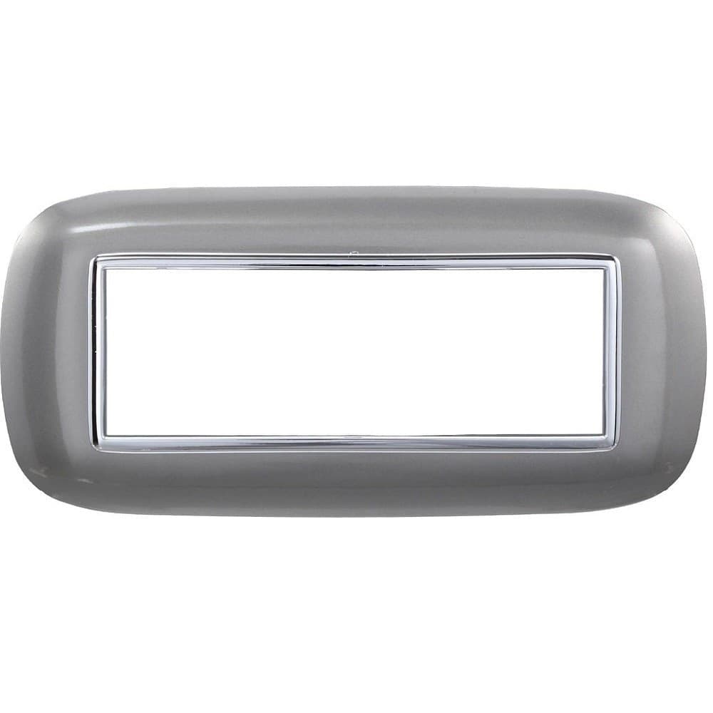 PLACCA OVAL 3 4 6 MODULI COLORE SILVER COMPATIBILE CON BTICINO AXOLUTE - 2
