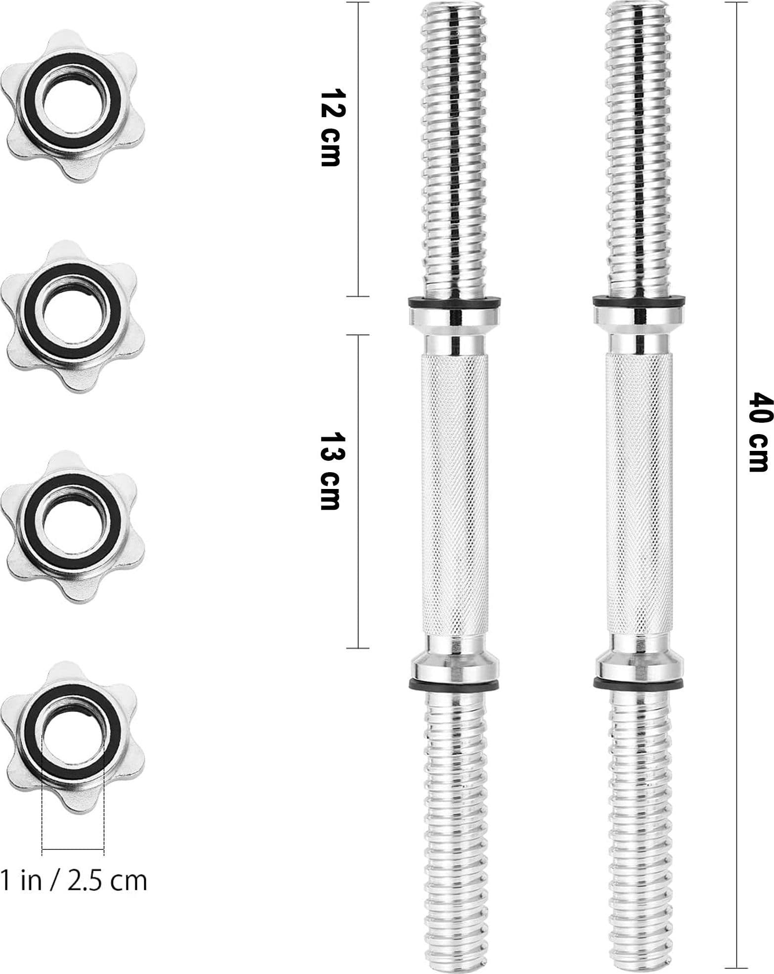 2 MANUBRI FILETTATI DA 40CM PER SOLLEVAMENTO PESI SPORT ALLENAMENTO PALESTRA - 2