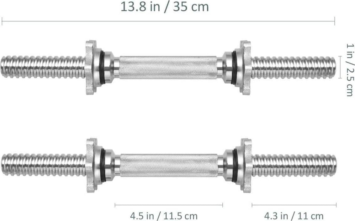 2 MANUBRI FILETTATI DA 35CM PER SOLLEVAMENTO PESI SPORT ALLENAMENTO PALESTRA - 6