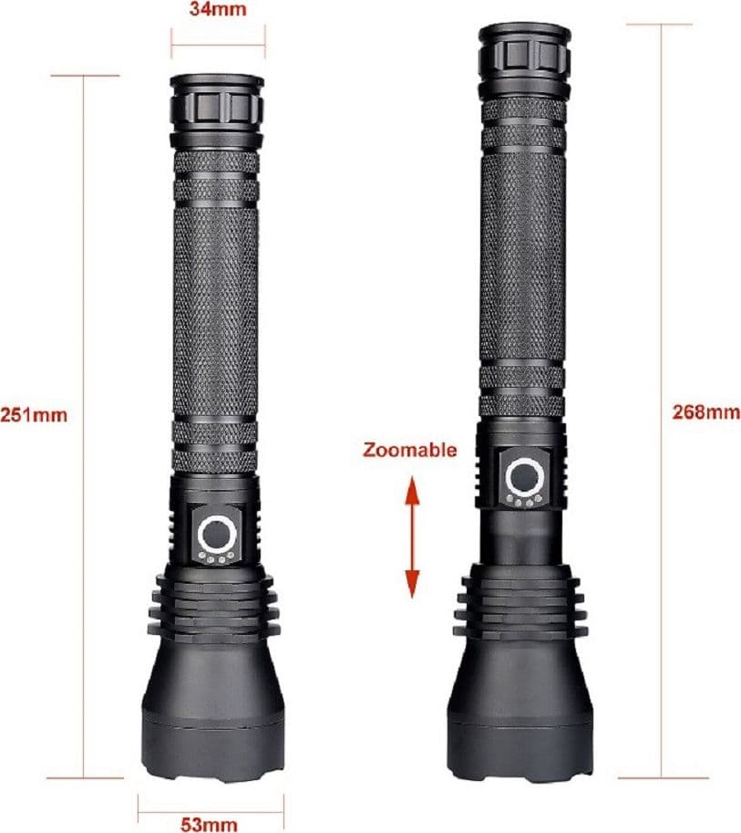 TORCIA LAMPADA LED CREE P50 RICARICABILE 2000 LUMEN 80000 W ZOOM DOPPIA BATTERIA - 5