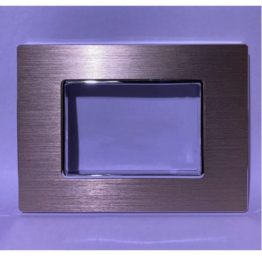 PLACCA LUXURY 3 4 6M IN METALLO SATINATO ORO COMPATIBILE CON BTICINO AXOLUTE - 5