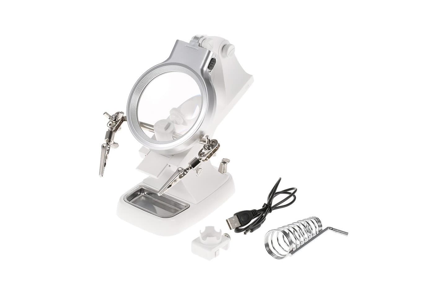 LENTE INGRANDIMENTO PINZE DA TAVOLO LUCE LED RIPARAZIONI SALDATURE ORIENTABILE - 2