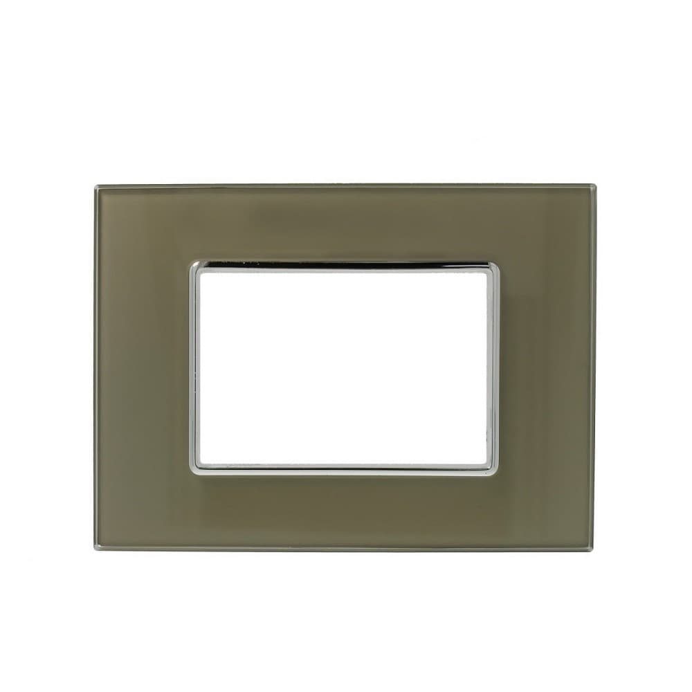 PLACCA CRISTAL 3M 4M 6M BRONZO EFFETTO VETRO COMPATIBILE CON BTICINO AXOLUTE - 5