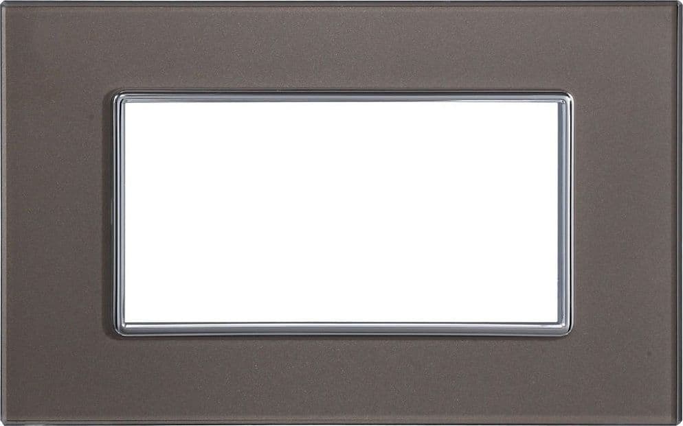 PLACCA CRISTAL 3M 4M 6M BRONZO EFFETTO VETRO COMPATIBILE CON BTICINO AXOLUTE – 4 fori – armadio