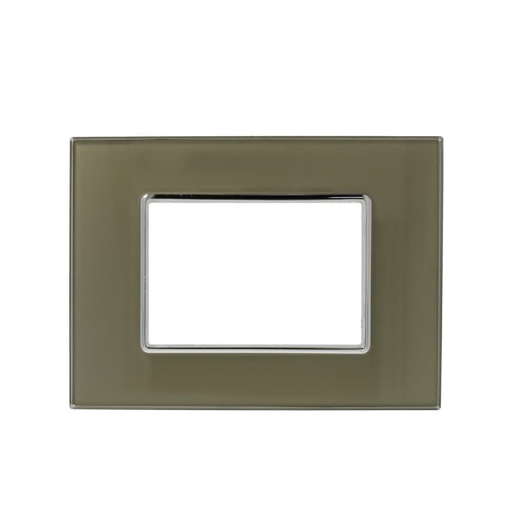 PLACCA CRISTAL 3M 4M 6M BRONZO EFFETTO VETRO COMPATIBILE CON BTICINO AXOLUTE - 3