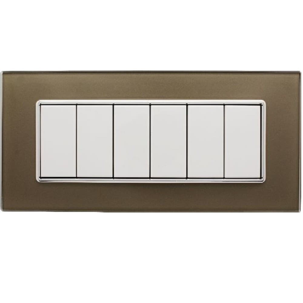PLACCA CRISTAL 3M 4M 6M BRONZO EFFETTO VETRO COMPATIBILE CON BTICINO AXOLUTE - 2