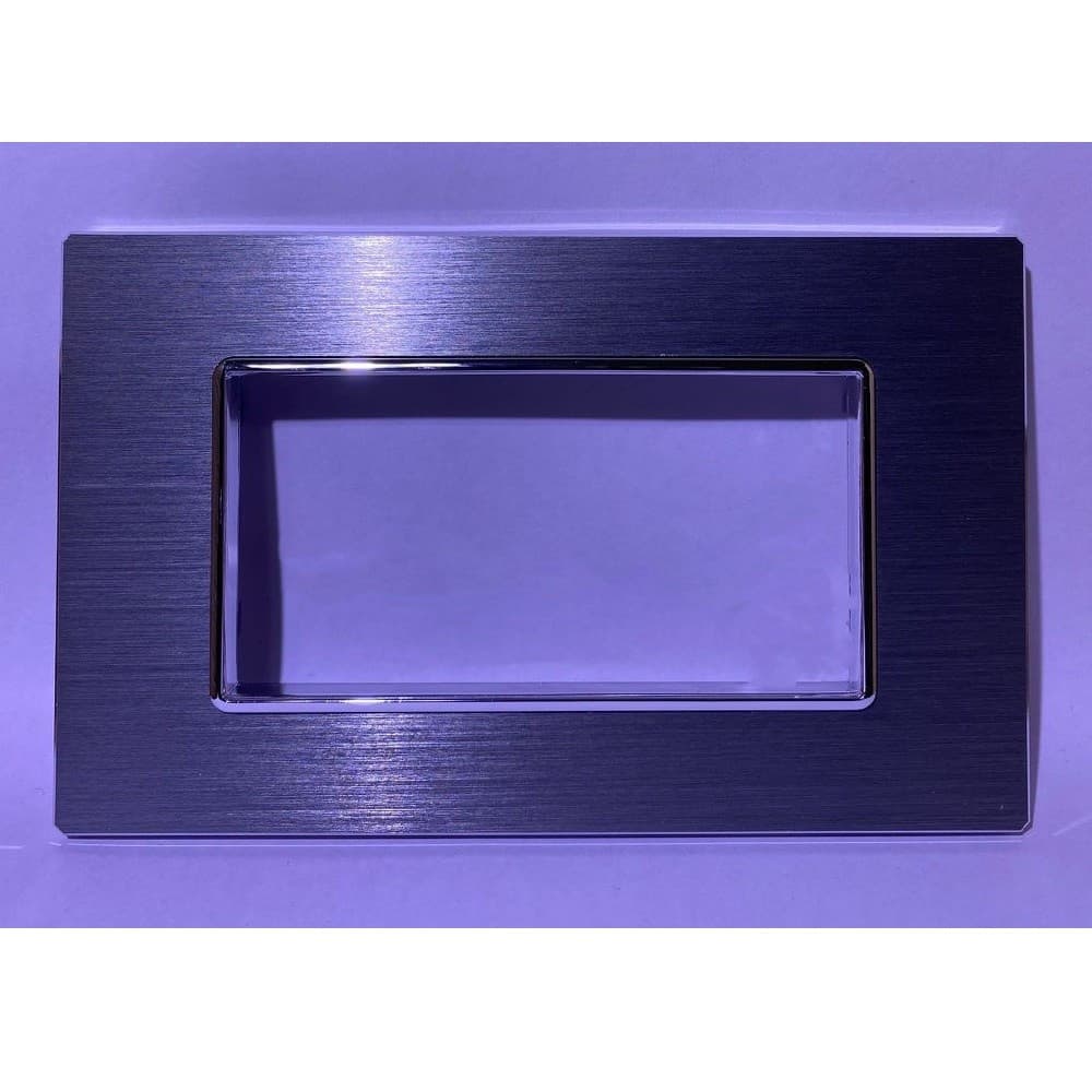 PLACCA LUXURY 3 4 6M IN METALLO ARGENTO OSSIDATO COMPATIBILE CON BTICINO AXOLUTE - 5
