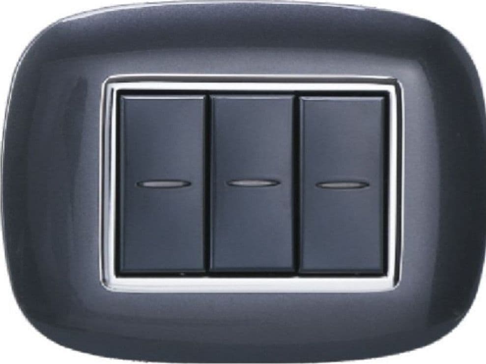 PLACCA OVAL 3 4 6 MODULI COLORE NERO COMPATIBILE CON BTICINO AXOLUTE - 3