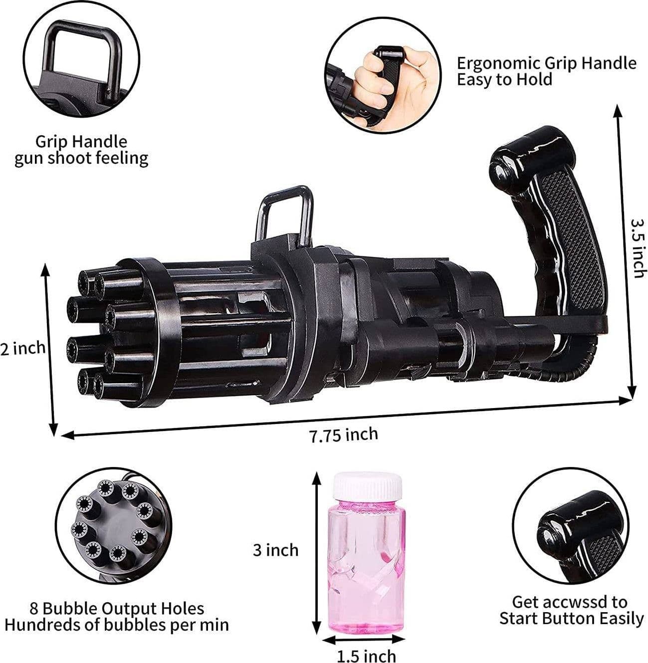 PISTOLA SPARA BOLLE DI SAPONE A BATTERIA GIOCATTOLI PER BAMBINI GADGET PER FESTE - 5