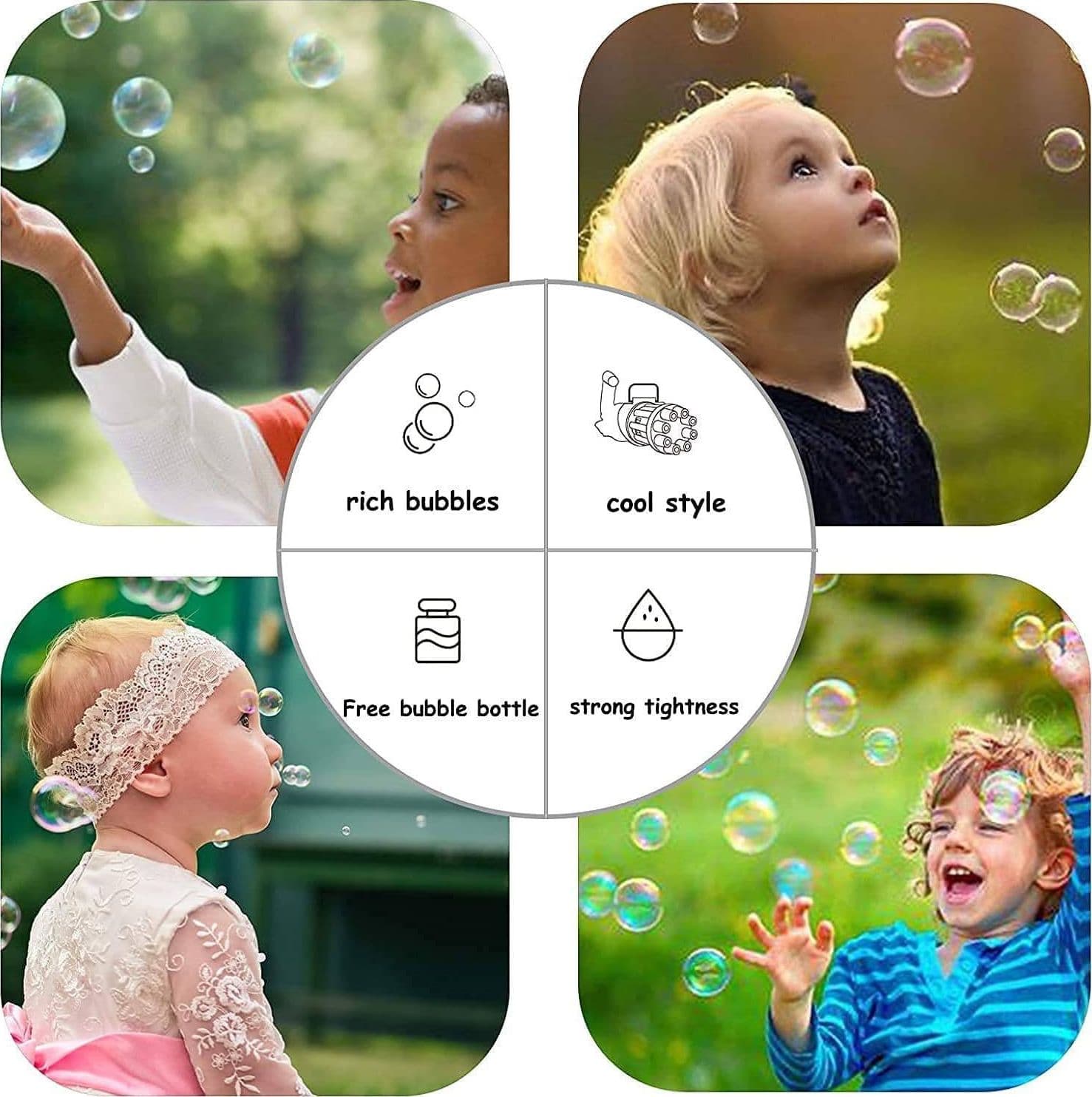 PISTOLA SPARA BOLLE DI SAPONE A BATTERIA GIOCATTOLI PER BAMBINI GADGET PER FESTE - 7