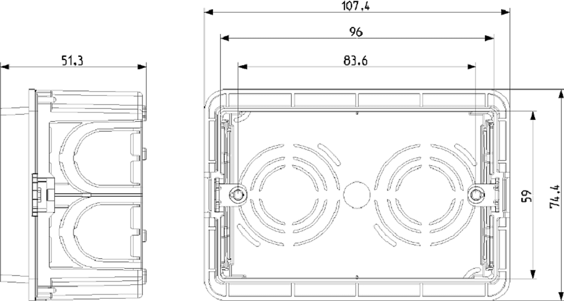 SCATOLA UNIVERSALE DI DERIVAZIONE RETTANGOLARE DA INCASSO 503 3 MODULI POSTI - 2