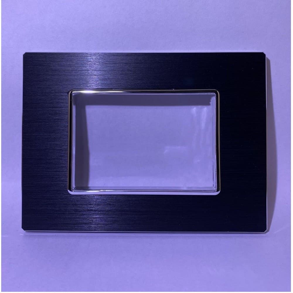 PLACCA LUXURY 3 4 6M IN METALLO NERO SATINATO COMPATIBILE CON BTICINO AXOLUTE - 5