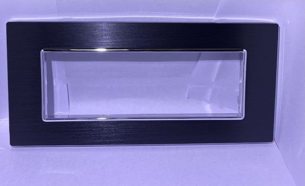 PLACCA LUXURY 3 4 6M IN METALLO NERO SATINATO COMPATIBILE CON BTICINO AXOLUTE - 2