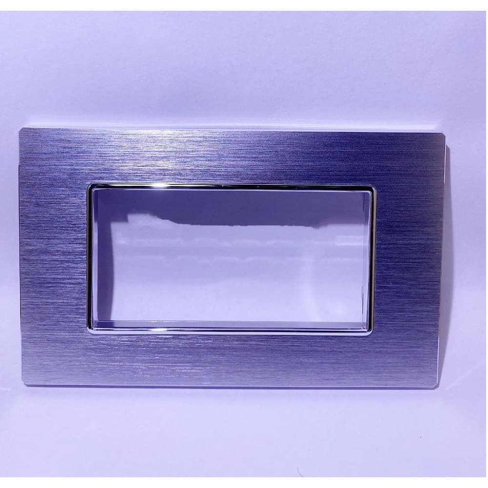 PLACCA LUXURY 3 4 6M IN METALLO SATINATO ARGENTO COMPATIBILE CON BTICINO AXOLUTE - 4