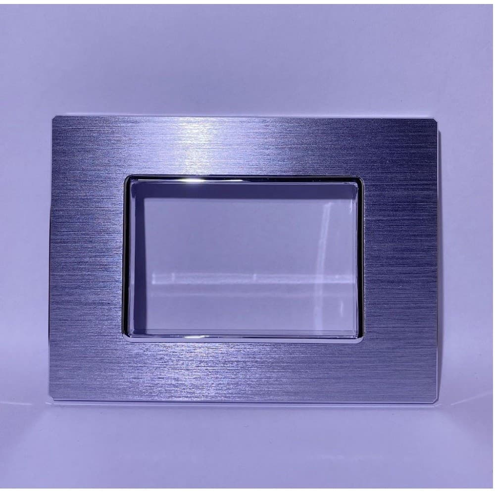 PLACCA LUXURY 3 4 6M IN METALLO SATINATO ARGENTO COMPATIBILE CON BTICINO AXOLUTE - 5