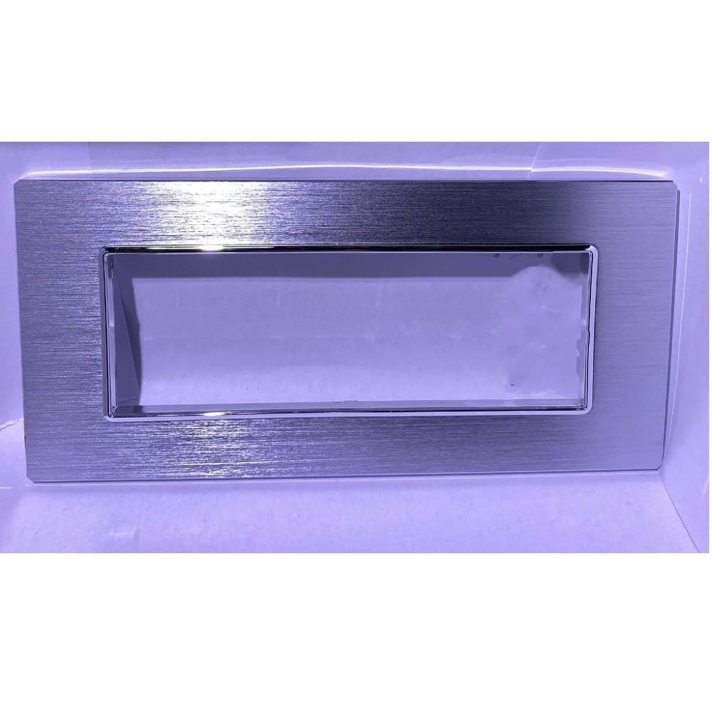 PLACCA LUXURY 3 4 6M IN METALLO SATINATO ARGENTO COMPATIBILE CON BTICINO AXOLUTE - 2