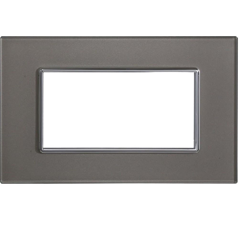 PLACCA CRISTAL 3M 4M 6M TITANIO EFFETTO VETRO COMPATIBILE CON BTICINO AXOLUTE - 4