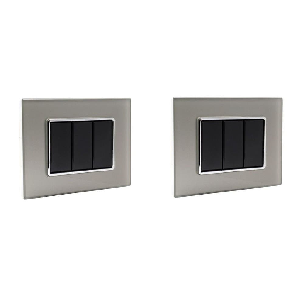 PLACCA CRISTAL 3M 4M 6M TITANIO EFFETTO VETRO COMPATIBILE CON BTICINO AXOLUTE - 5