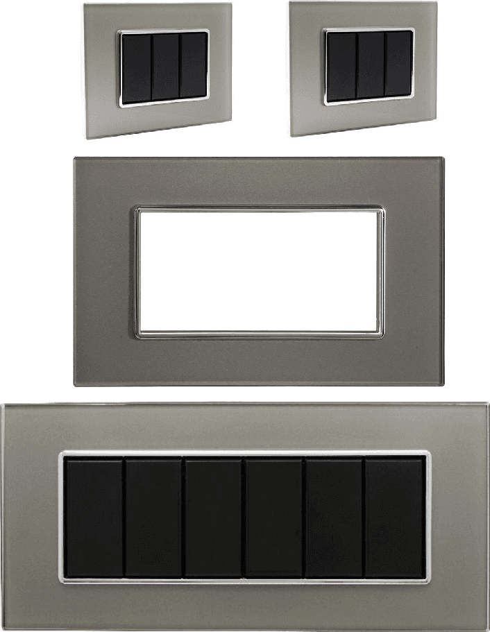 PLACCA CRISTAL 3M 4M 6M TITANIO EFFETTO VETRO COMPATIBILE CON BTICINO AXOLUTE