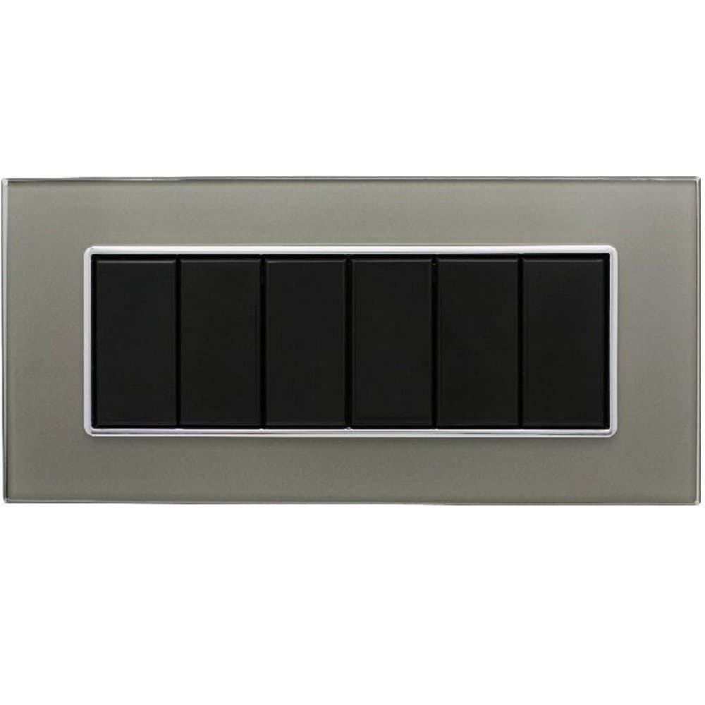 PLACCA CRISTAL 3M 4M 6M TITANIO EFFETTO VETRO COMPATIBILE CON BTICINO AXOLUTE - 4