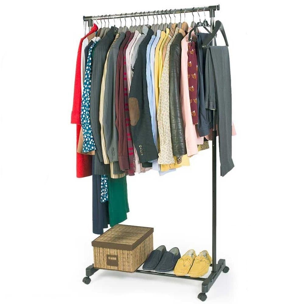 STAND APPENDIABITI IN METALLO ALTEZZA REGOLABILE CON RIPIANO RUOTE CAMERA LETTO - 3