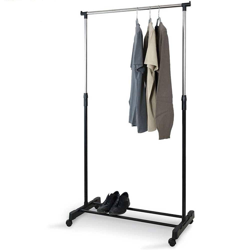 STAND APPENDIABITI IN METALLO ALTEZZA REGOLABILE CON RIPIANO RUOTE CAMERA LETTO - 4